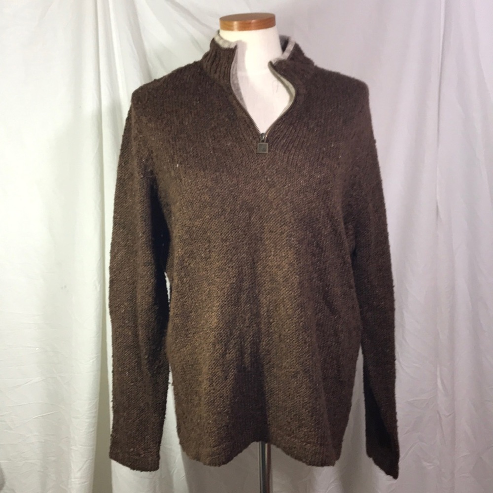 Vintage Woolrich brown sweater with partial zip-up size 2XL